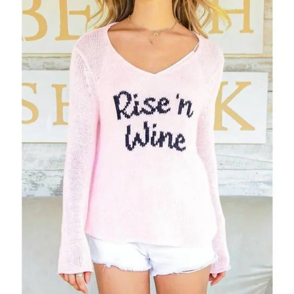 Wooden Ships Rise & Wine Cotton Sweater In Caprice Pink/Black Size XL - Picture 2 of 8